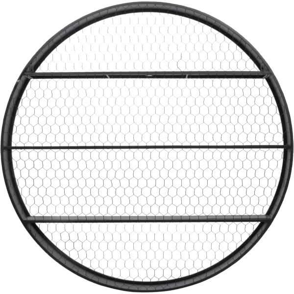 Creative CoOp Round Metal Dcor with 4 Wire Back Wall Shelves SilverBlack