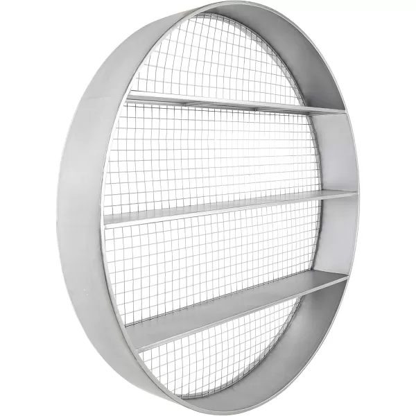 Creative CoOp Round Metal Dcor with 4 Wire Back Wall Shelves SilverSilver