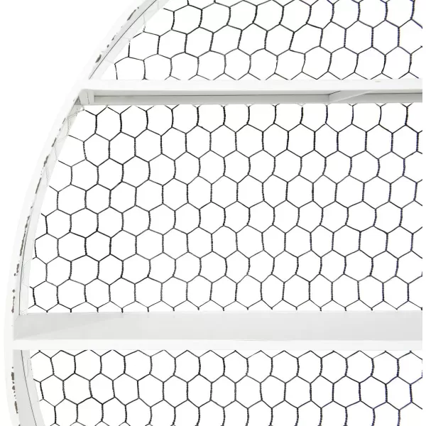 Creative CoOp Round Metal Dcor with 4 Wire Back Wall Shelves SilverWhite