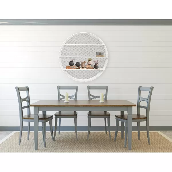 Creative CoOp Round Metal Dcor with 4 Wire Back Wall Shelves SilverWhite