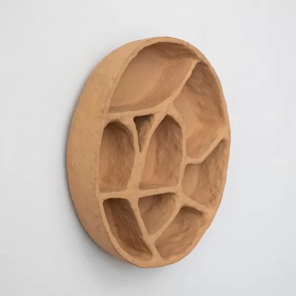 Creative CoOp Round Paper Mache Multiple Sections Mustard Wall Shelf Orange