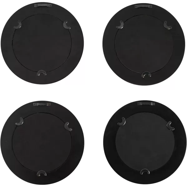 Creative CoOp Round Wood Framed Bird Prints Black and Ivory Set of 4