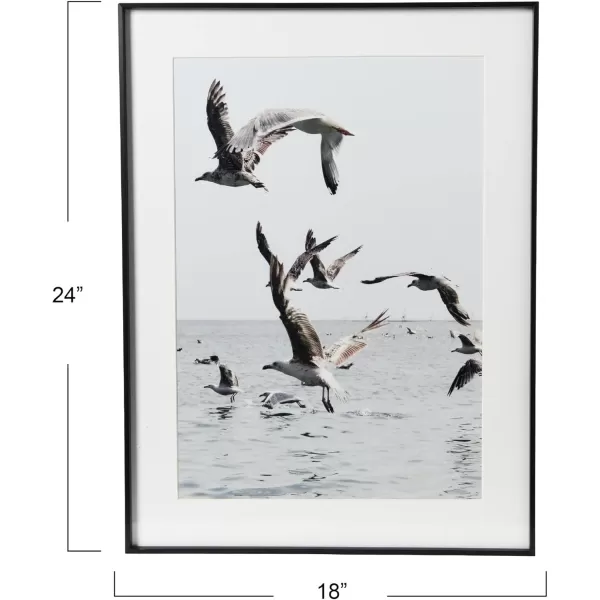 Creative CoOp Seagulls in Flight Photo Print with Black Metal Frame