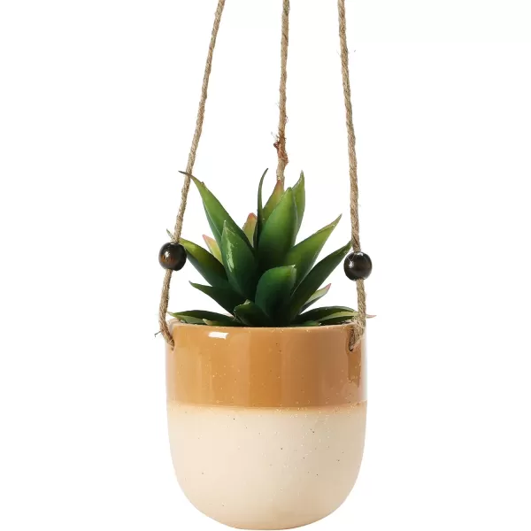 Creative CoOp Set of 4 45quot H Stoneware Bead Hanger 4 Styles Pots and Planters Multi