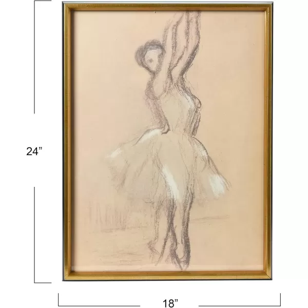 Creative CoOp Vintage Reproduction Degas Ballerina Sketch with Solid Wood FrameDancing