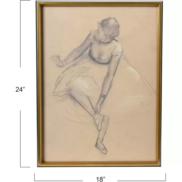 Creative CoOp Vintage Reproduction Degas Ballerina Sketch with Solid Wood FrameResting