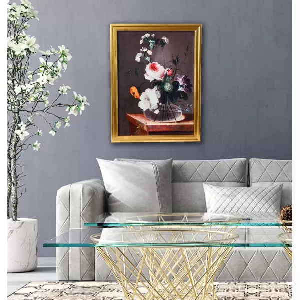 Creative CoOp Vintage Reproduction Floral Still Life Print with Solid Wood FrameFloral Bouquet