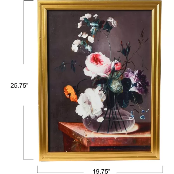 Creative CoOp Vintage Reproduction Floral Still Life Print with Solid Wood FrameFloral Bouquet