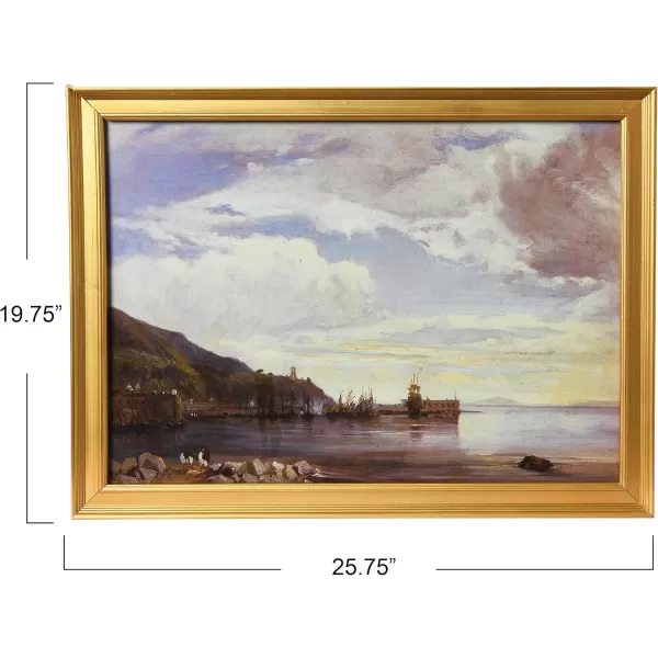 Creative CoOp Watercolor Seascape Print with Wood Frame