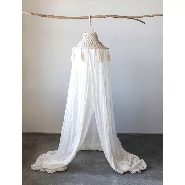 Creative CoOp White Cotton Macram Canopy with Tassels Wall Hangings