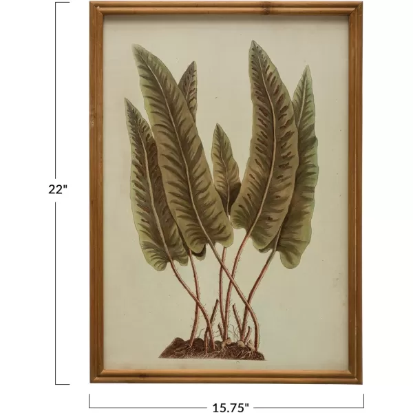 Creative CoOp Wood Botanical Glass Cover Multicolor Framed Prints Green