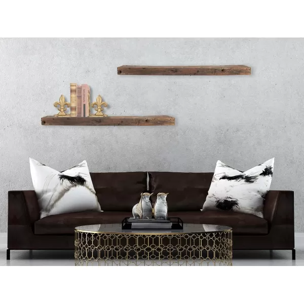 Creative CoOp Wood Floating Wall Shelf Large BrownLarge