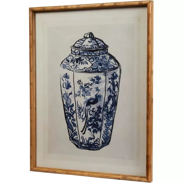 Creative CoOp Wood Framed Ginger Jar Wall Art with Glass Cover Multicolor Set of 2