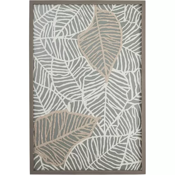 Creative CoOp Wood Framed Glass Wall Decor with Handmade Textured Paper Leaves Multicolor