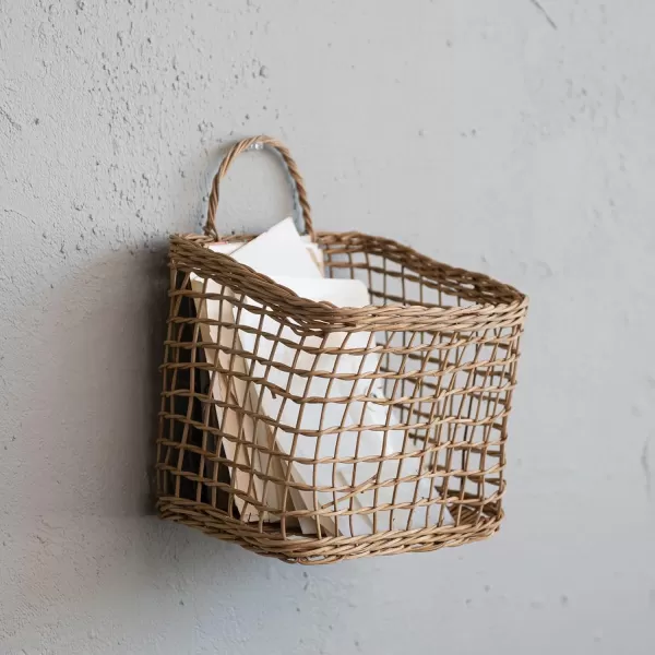 Creative CoOp Woven Rattan Hanging Natural Wall Basket