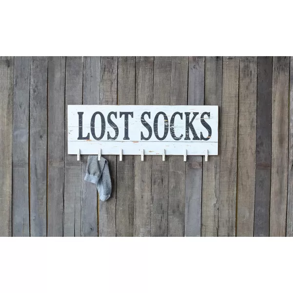 Creative CoOp quotLost Socks Wall Memo Board with 7 Clothespins Black