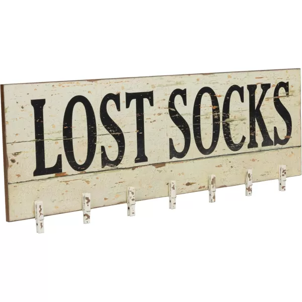 Creative CoOp quotLost Socks Wall Memo Board with 7 Clothespins Black