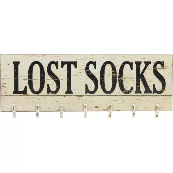 Creative CoOp quotLost Socks Wall Memo Board with 7 Clothespins Black