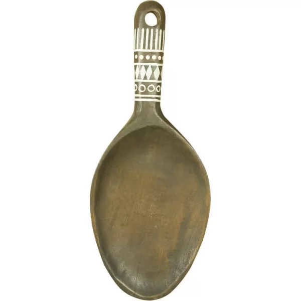 Creative CoOp 20quot H Decorative Mango Wood Spoon with HandPainted Pattern Wall Hanging Brown15