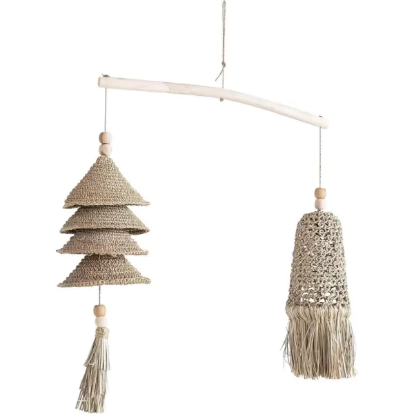 Creative CoOp 315 Inches Wood and HandWoven Seagrass and Rattan Wall Hanging Natural Mobile