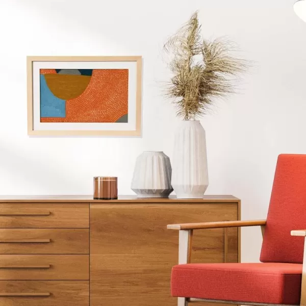 Creative CoOp Abstract Embroidery in Wood Frame Wall Art Multi