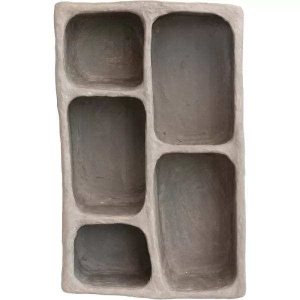 Creative CoOp Boho Handmade Paper Mache 5 Sections Gray Wall Shelf