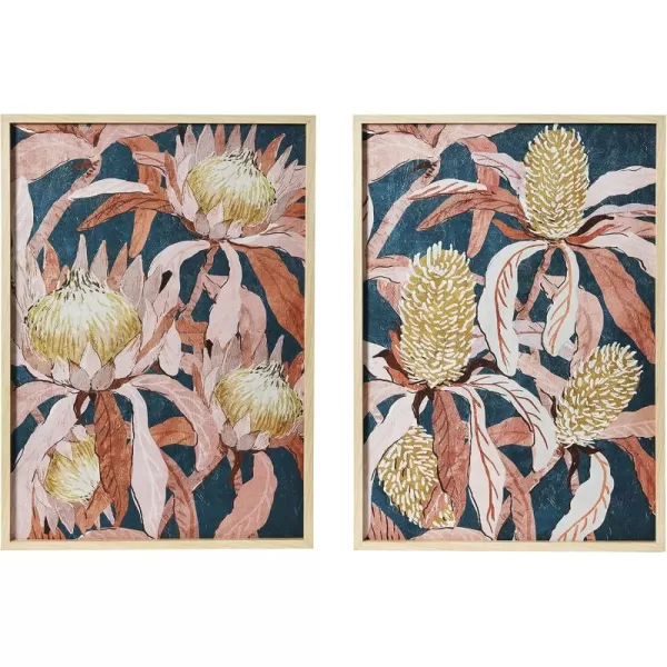 Creative CoOp Floral Prints with Solid Wood Frame Set of 2