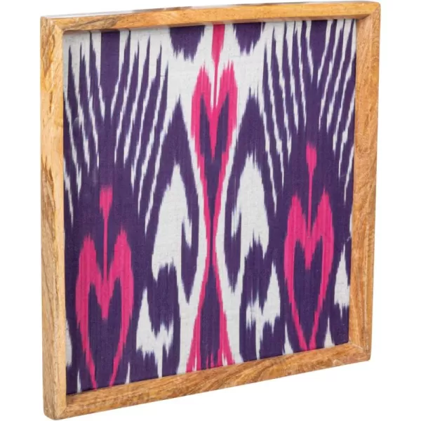 Creative CoOp Global Square Wood Ikat Fabric Multicolor Framed Wall Dcor Multi