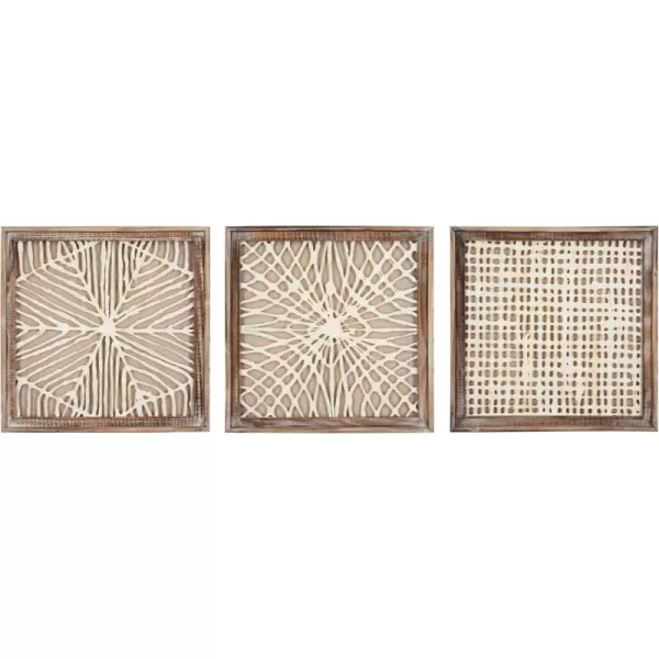 Creative CoOp Handmade Paper Wall Dcor in Wood Frame Set of 3 Styles