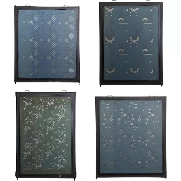 Creative CoOp Modern Metal Silk Screen Dcor Set of 4 Styles Wall Decor 58quot L x 45quot W x 2quot H Silver
