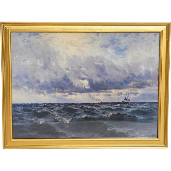 Creative CoOp Nautical Wall Art with Gold Wood Frame and Glass CoverGold Frame