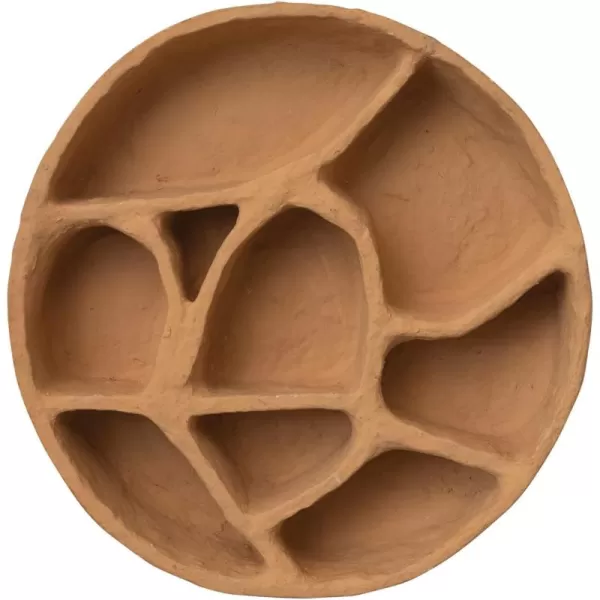 Creative CoOp Round Paper Mache Multiple Sections Mustard Wall Shelf Orange