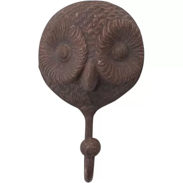 Creative CoOp Rustic Carved Cast Iron Owl Wall Hook Distressed Brown