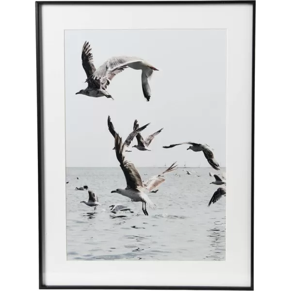 Creative CoOp Seagulls in Flight Photo Print with Black Metal Frame
