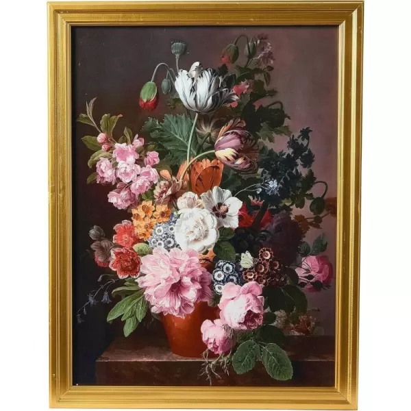 Creative CoOp Vintage Reproduction Floral Still Life Print with Solid Wood FrameFloral Arrangement