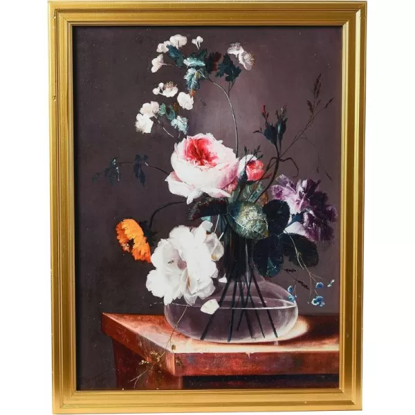 Creative CoOp Vintage Reproduction Floral Still Life Print with Solid Wood FrameFloral Bouquet