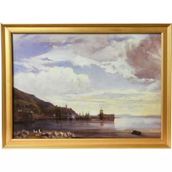Creative CoOp Watercolor Seascape Print with Wood Frame