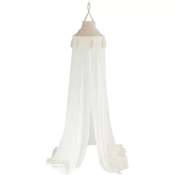 Creative CoOp White Cotton Macram Canopy with Tassels Wall Hangings