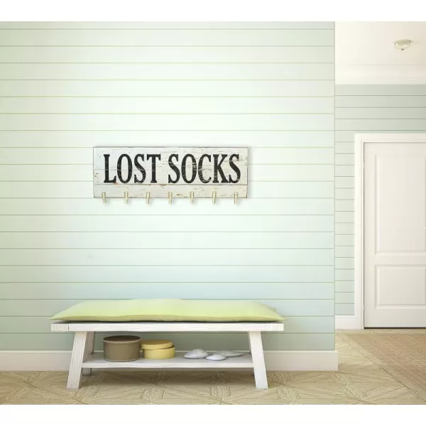 Creative CoOp quotLost Socks Wall Memo Board with 7 Clothespins Black