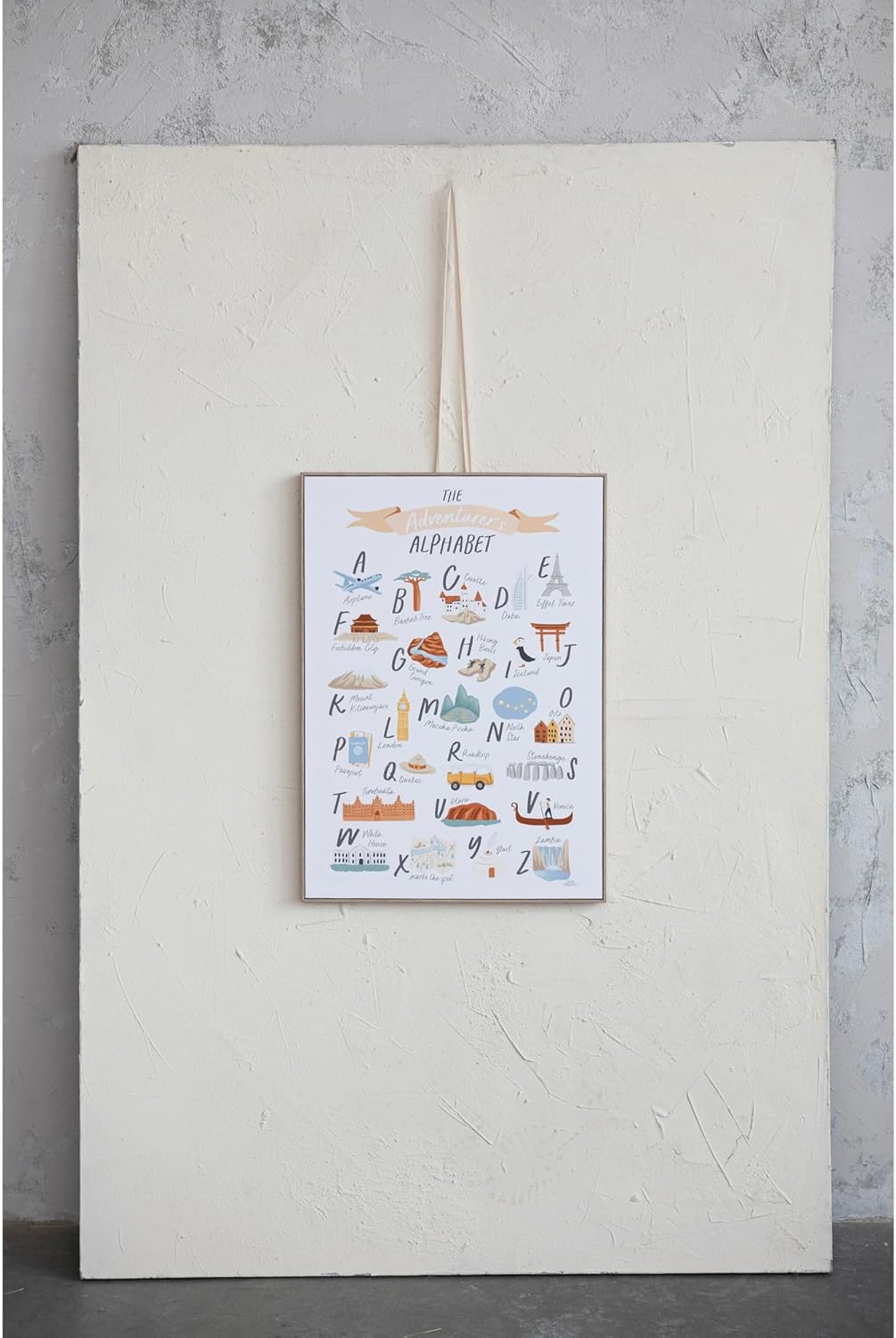 Creative CoOp 275 Inches Canvas Framed Dcor with Alphabet and Corresponding Images Multicolor Wall Decor Multi