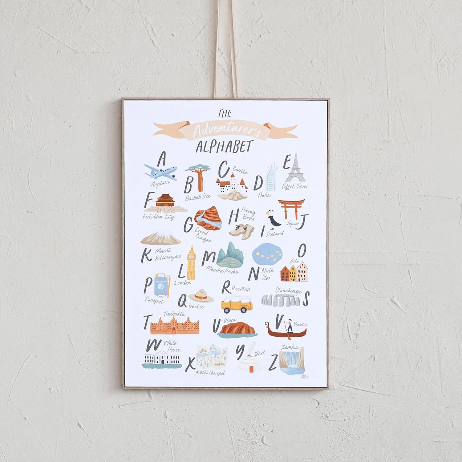 Creative CoOp 275 Inches Canvas Framed Dcor with Alphabet and Corresponding Images Multicolor Wall Decor Multi