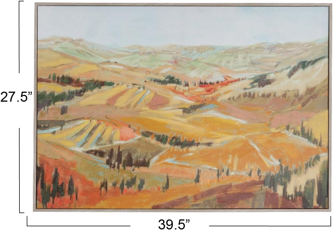 Creative CoOp 3925 Inches Canvas Framed Dcor with Landscape Multicolor Wall Decor Multi