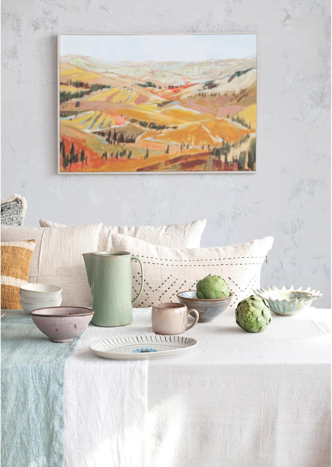 Creative CoOp 3925 Inches Canvas Framed Dcor with Landscape Multicolor Wall Decor Multi