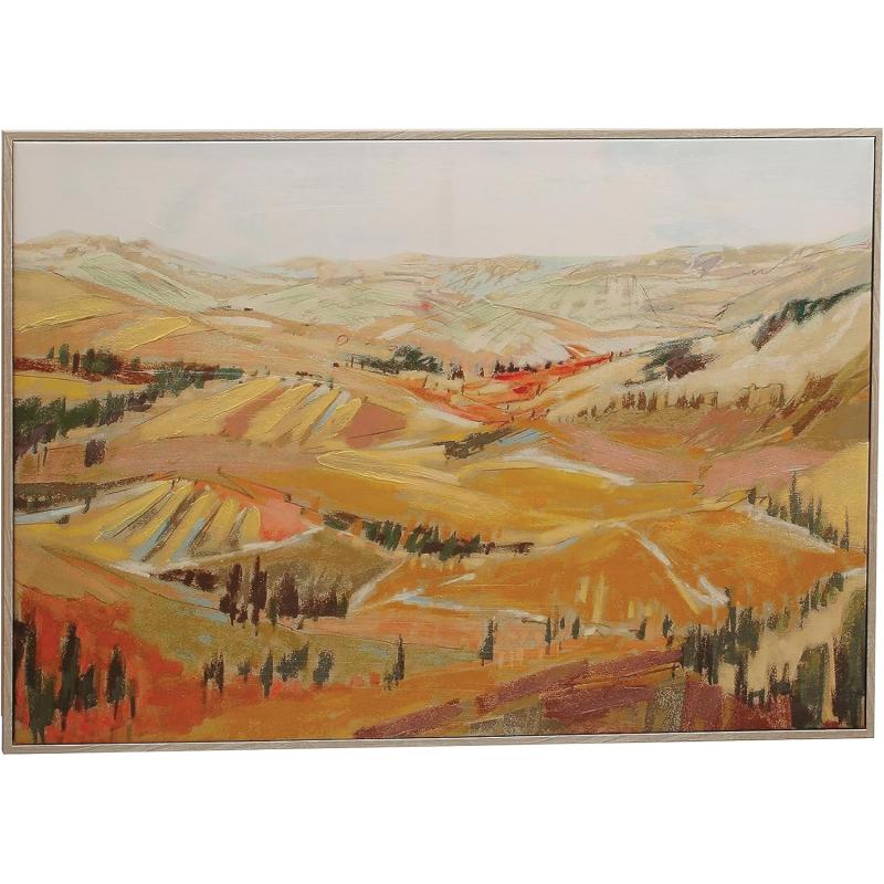 Creative CoOp 3925 Inches Canvas Framed Dcor with Landscape Multicolor Wall Decor Multi