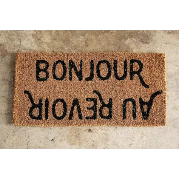 BonjourAu Revoir Rectangle Coir Doormat