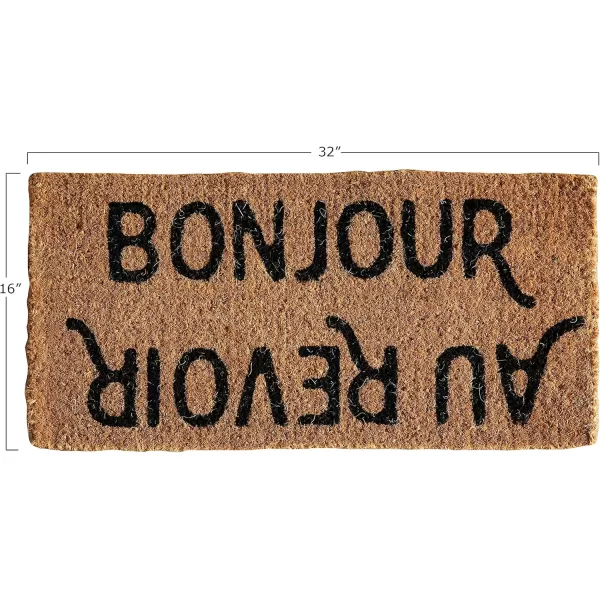 BonjourAu Revoir Rectangle Coir Doormat