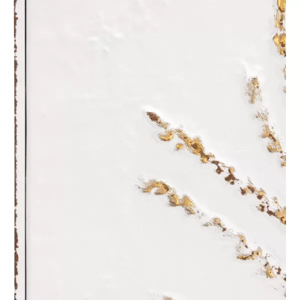 Creative CoOp 15 Inches Square Embossed Metal Dcor with Botanicals Distressed White and Gold Wall Decor
