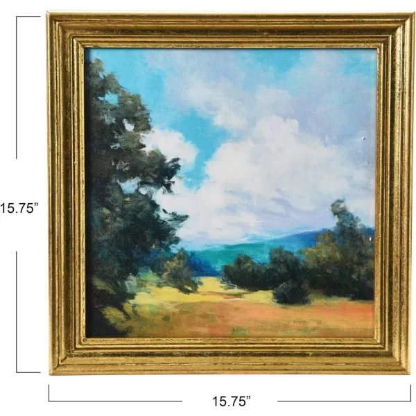 Creative CoOp 1575quot Square Watercolor Nature Landscape with Solid Wood FrameLush Greenery