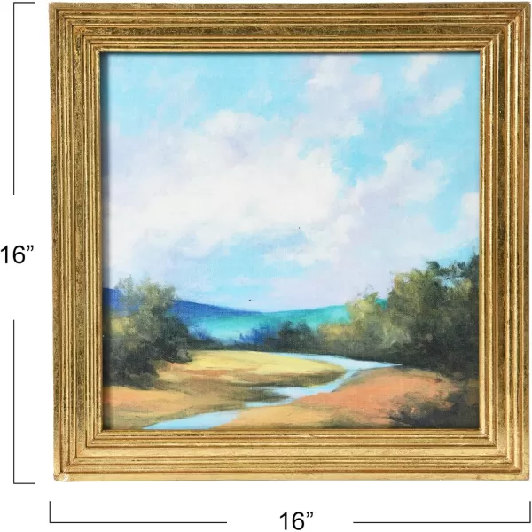 Creative CoOp 1575quot Square Watercolor Nature Landscape with Solid Wood FrameRolling Hills