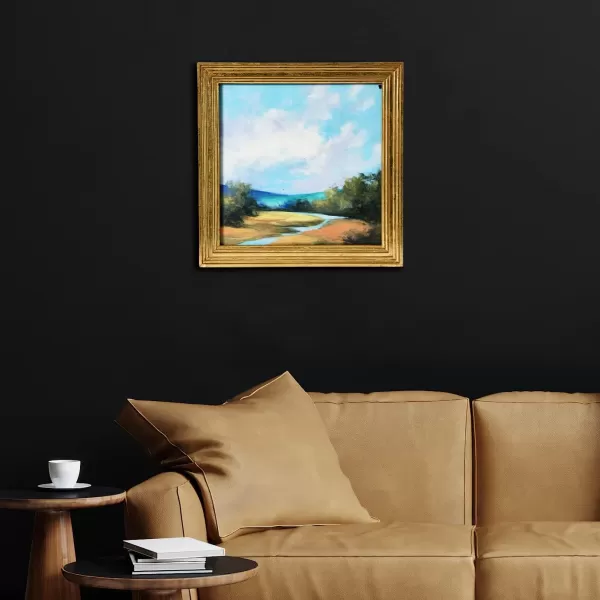 Creative CoOp 1575quot Square Watercolor Nature Landscape with Solid Wood FrameRolling Hills